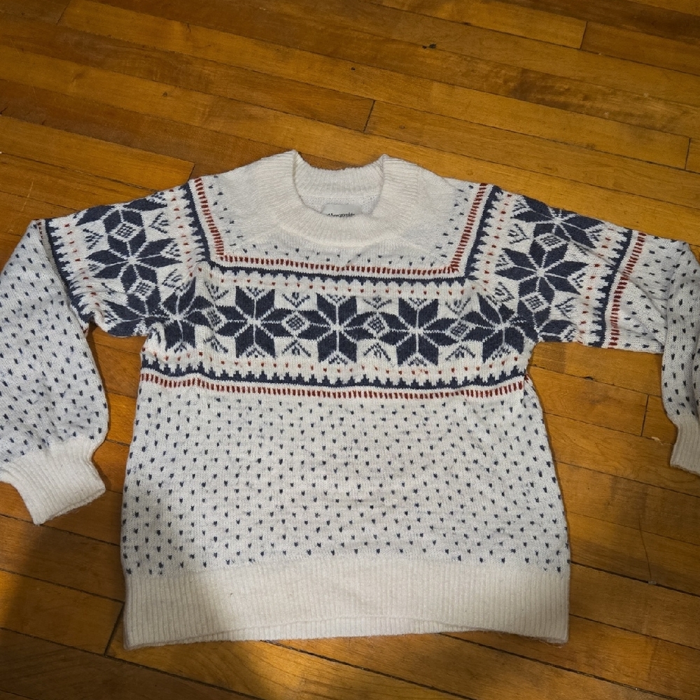 Abercrombie & Fitch Cream and Blue Knit Sweater